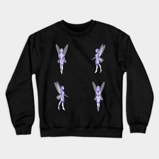 Purple Fairies on Black Crewneck Sweatshirt